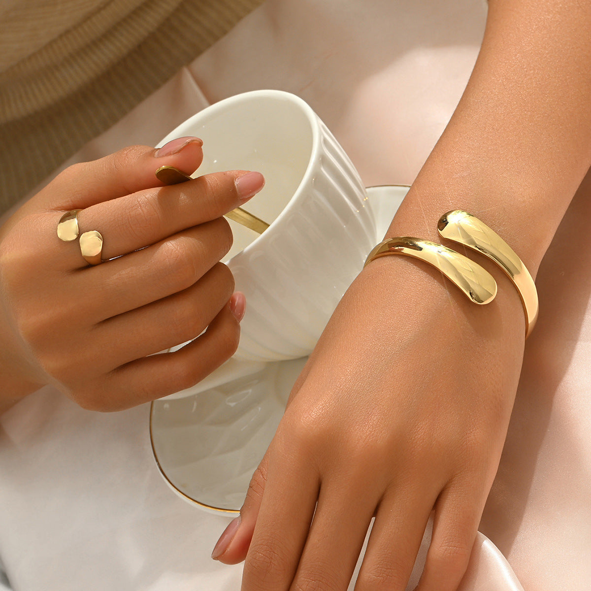 Fluid Wave Cuff & Ring Set