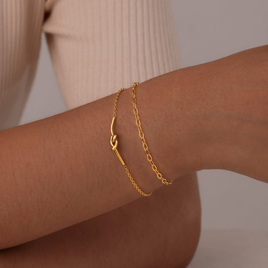 Double Knot Layered Chain Bracelet