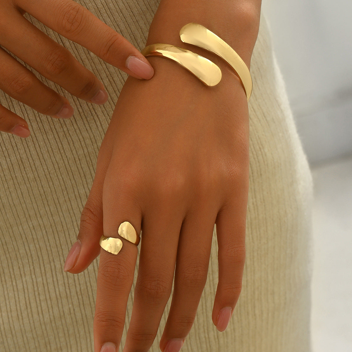 Fluid Wave Cuff & Ring Set